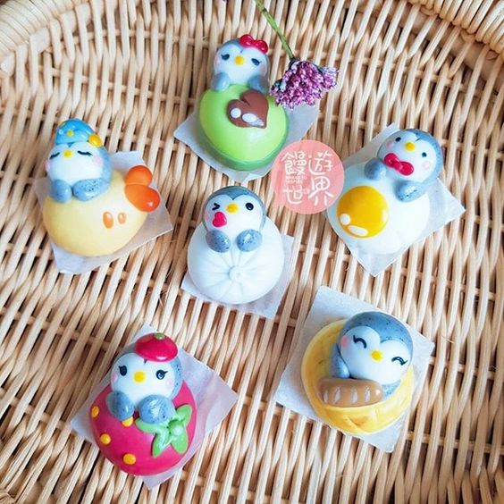 Colorful penguins with miniature design by Shirley Tan @KneadtoInspire via Instagram 